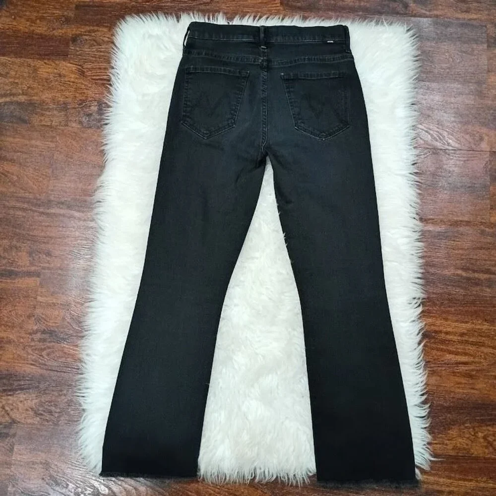Mother Insider Crop Black Jeans Wash Size 27  Denim Mid-Rise Raw Hem - Picture 3 of 15